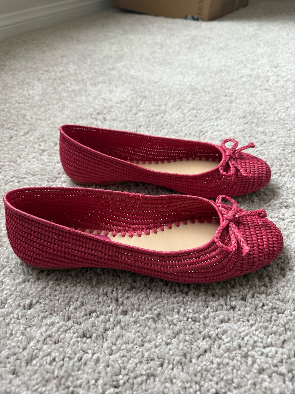 Paloma Barcelo Woven Ballet Flats in Raspberry